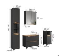 Vicco Meubles Bain Marelle, Anthracite/Artisan, 4 Parties