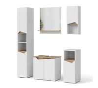 Meubles bain Marelle, 5 pièces, Blanc/Chêne Artisan, Vicco 41229