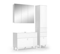 Meubles bain Sola 3 pièces, avec armoire haute Blanc Vicco