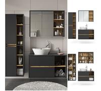 Vicco Meubles Bain Viola, Anthracite, 100 cm, composé d’Un Meuble sous-lavabo, d’Une Armoire Miroir et d’Une Colonne de Rangement