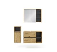 Vicco Meubles Bain Viola, Chêne Artisan, 100 cm, composé d’Un Meuble sous-lavabo, d’Une Armoire de Toilette et d’Une Colonne