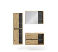 Vicco Ensemble de Meubles de Salle de Bain Viola, Anthracite/Chêne, 3 Parties