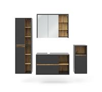 Vicco Ensemble de Meubles de Salle de Bain Viola, Anthracite/Chêne, 4 Parties