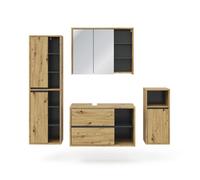 Ensemble de meubles de salle de bain Viola, 4 parties, Chêne Artisan, Anthracite, Vicco