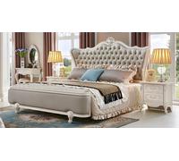 Meubles baroque lit table de nuit 3pcs chambre à coucher ensemble bois véritable luxe complet