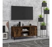 Meubles, centres de divertissement et meubles TV, meuble TV avec pieds en métal chêne fumé 103,5 x 35 x 50 cm