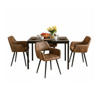 MEUBLES COSY Ensemble table à manger extensible noire avec 4 fauteuils en suédine style scandinave
