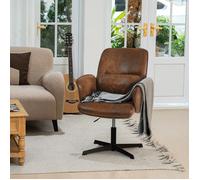 MEUBLES COSY Fauteuil avec Accoudoirs Pivotant et Réglable en Hauteur en Microfibre Marron Rétro vintage Pour Salon-THOMASINA