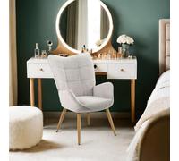 Meubles Cosy Fauteuil de Coiffure avec Accoudoirs Chaise de Maquillage Beauté Confortable, Pieds en Métal, Gris