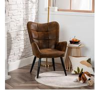 MEUBLES COSY Fauteuil Dossier Moyen Rétro vintage Chaise de Canapé de Loisirs en Microfibre Marron - KANAS