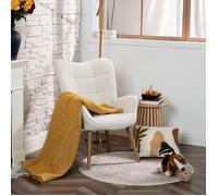 MEUBLES COSY Fauteuil Dossier Moyen Scandinave Chaise de Canapé de Loisirs en bouclette Blanc - KANAS