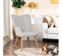 MEUBLES COSY Fauteuil Dossier Moyen Scandinave Chaise de Canapé de Loisirs en tissu Gris - KANAS