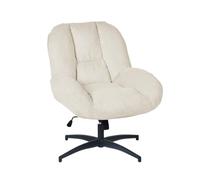 Meubles Cosy Fauteuil Pivotant, Hauteur Réglable, Chaise de Salon avec Fonction d'inclinaison, en Velours Côtelé, Jambes Croisées sans roulettes, Beige