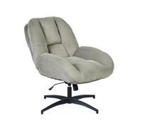 Meubles Cosy Fauteuil Pivotant, Hauteur Réglable, Chaise de Salon avec Fonction d'inclinaison, en Velours Côtelé, Jambes Croisées sans roulettes, Gris