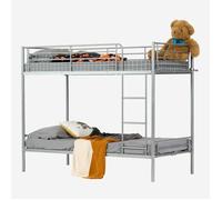 MEUBLES COSY Lit superposé 2 places et 2 étages en métal argenté avec échelle 90x190cm (matelas non inclus) - TWIN