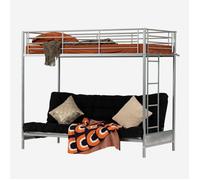 MEUBLES COSY Lit superposé 90x190cm avec banquette convertible canapé en métal argenté (matelas non inclus) - LIBERTY