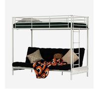 MEUBLES COSY Lit superposé 90x190cm avec banquette convertible canapé en métal blanc (matelas non inclus) - LIBERTY
