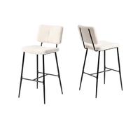 Meubles Cosy Lot de 2 Tabouret de Bar Industriel avec Dossier et Repose-Pieds, Siège Rembourrés de 75 cm de Haut, Chaises Hautes en Bouclette Cadre en métal, Beige