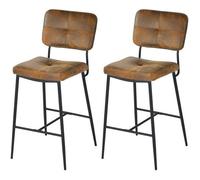 MEUBLES COSY Lot de 2 tabourets de bar industriels avec dossier en suédine - INDEPENDENCE BAR