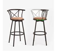 MEUBLES COSY Lot de 2 tabourets de bar industriels pivotants avec dossier en tissu marron - HAILEY 29