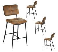 MEUBLES COSY Lot de 4 tabourets de bar industriels avec dossier en suédine - INDEPENDENCE BAR