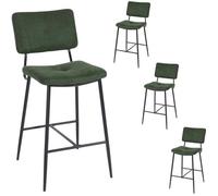 MEUBLES COSY Lot de 4 Tabourets de Bar Scandinave Tissu Vert,Chaises Haute avec Dossier et Repose-Pied,Hauteur d'assise 69 cm
