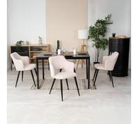 Meubles Cosy Table Salle à Manger Extensible avec 4 Chaises Design Ensemble de 5 Meubles, Cadre en Acier, Noir + Beige