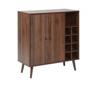 Beliani Meubles d'Appoint Boho avec 2 Portes avec Étagère Rangement Porte-Bouteilles Bois Foncé Tullamore
