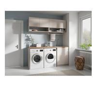 Vente-unique - Meubles de buanderie pour Machine à Laver avec Plan de Travail - L182 cm - Couleur Beige et Naturel Clair - NATAJI