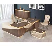 Meubles de bureau Bureau d'angle Luxe Armoire de bureau Table basse 3pcs
