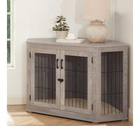 Meubles de cage pour chien avec maille, 2 portes, niche intérieure en bois, table d'appoint décorative pour animal domestique
