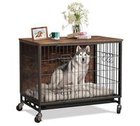 Meubles de Cage pour Chien Compact de 69,1 cm pour Petit Chien avec Table d'appoint, Facile à Nettoyer, résistant à la Mastication, mobilité Facile pour Les espaces Confortables, Marron Rustique