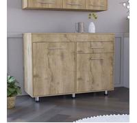 Meubles de cuisine bas Orion, avec un tiroir et des étagères internes, 89.5 CM H X 120.3 CM L X 51.6 CM P, Blanc / Macadamia