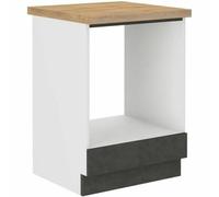 Meuble bas pour four encastrable avec plan de travail - Gris mat - L 60 x P 51,6 x H 85 cm - LASSEN