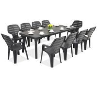 Meubles de jardin Bergen/Marne Bica anthracite pour 10 personnes