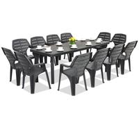 Meubles de jardin Bergen/Marne Bica anthracite pour 12 personnes