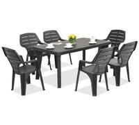 Meubles de jardin Bergen/Marne Bica anthracite pour 6 personnes