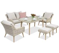 Meubles de jardin Bilbao Apetito 4 + 2 poufs Garden Point sable