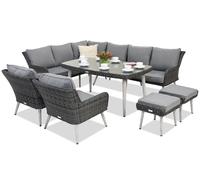 Meubles de jardin Bilbao Comida 7 + 2 poufs Garden Point anthracite