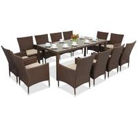 Meubles de jardin en résine tressée Milan/Grenada 12 avec une grande table Garden Point marron