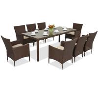 Meubles de jardin en résine tressée Milan/Grenada 8 avec une grande table Garden Point marron