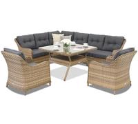 Meubles de jardin en résine tressée Toledo Comida 7 Angular Garden Point cappuccino