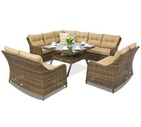 Meubles de jardin en résine tressée Toledo Comida 9 Angular Garden Point marron