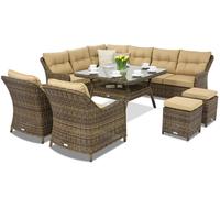 Meubles de jardin en résine tresséeToledo Comida 7 Angular avec 2 poufs Garden Point marron