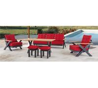 Meubles de jardin ensemble de canapés 1x table à manger + 1x 3 places + 2x fauteuils + 2x tabourets 6pcs JVmoebel