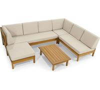 Meubles de jardin nobles Designer U-Form Canapé d'angle en bois Table basse Tabouret 3pcs Set