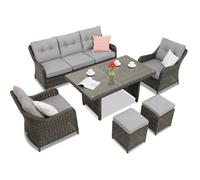 Meubles de jardin Toledo Apetito 5 anthracite avec 2 poufs Garden Point