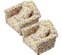 Meubles de Maison de poupée, 2 pièces, canapé Maison poupée, échelle 1/12, canapé Simple Floral, Chaise Miniature en Bois, Accessoires Vintage pour, Chambre, scène St