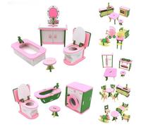 Meubles De Maison De Poupée En Bois, Table À Manger De Cuisine, Kit De Jouets De Famille, Miniature Individuelle, Ensemble De Chambre De Bébé, Cadeau Pour Enfants