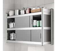 Meubles de rangement muraux à portes coulissantes,Avec portes coulissantes - Étagères robustes pour bars, écoles et garages - Meubles de rangement muraux,Meubles hauts de salle de bain au-dessus des t